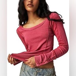 Free People Stuck On You Cuff Top Mademoiselle Pink Medium